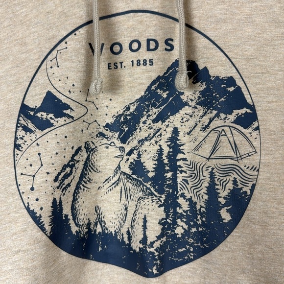 Woods Adventure Hoodie Beige Size Large - Picture 2 of 7